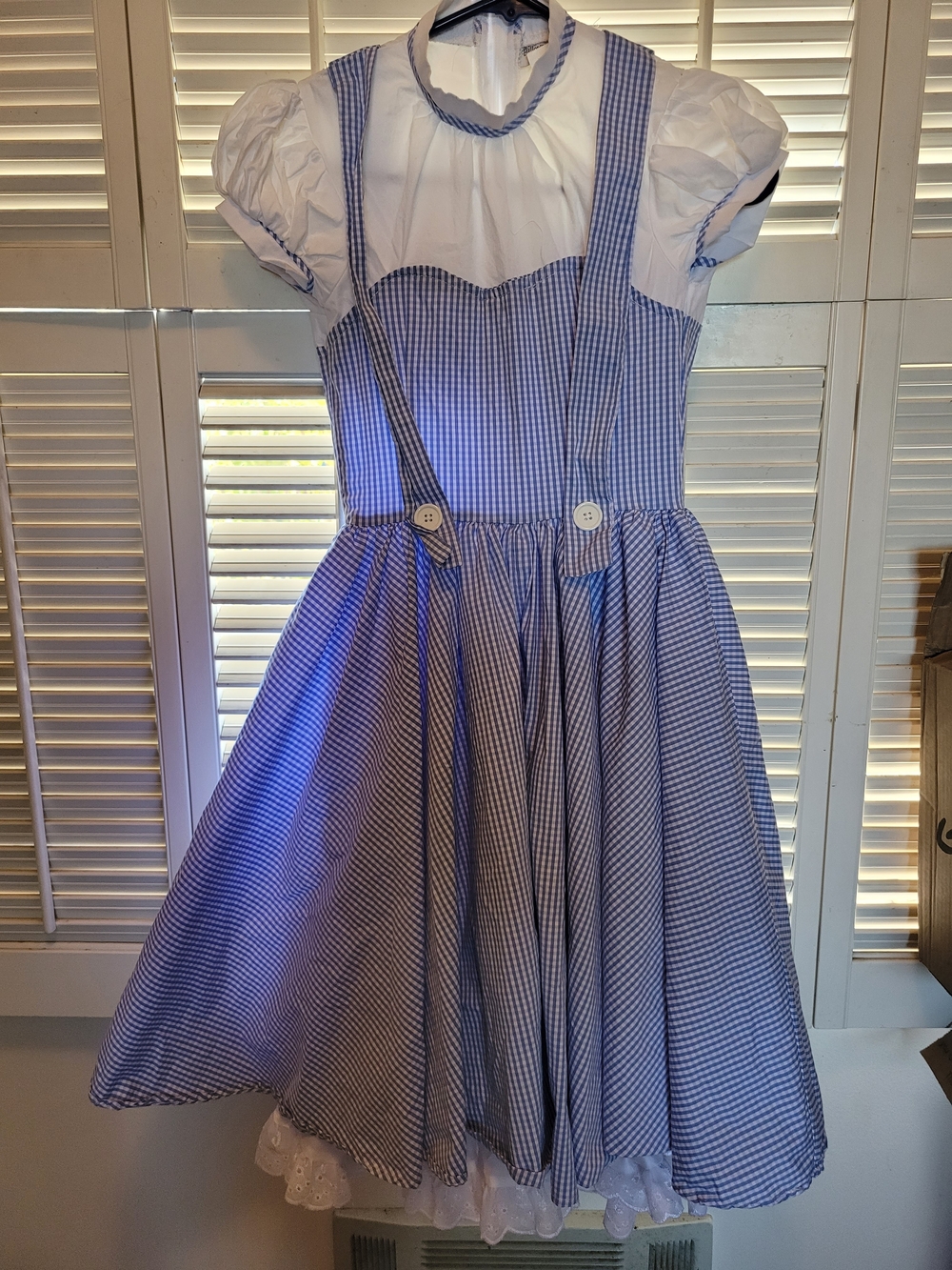 Dorothy Wizard Of Oz  Blue Gingham Suspender Girl's Costume  CottonDress